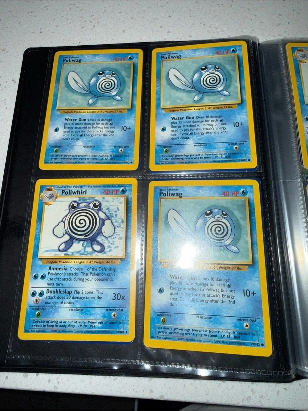 Nintendo Pokémon Base Set Poliwag & Poliwhirl Cards Blue & Yellow